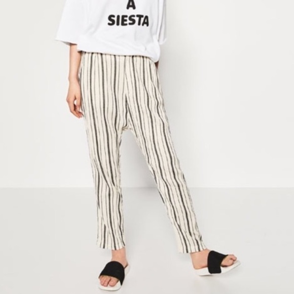 Zara baggy textured striped trousers S New - Picture 1 of 14